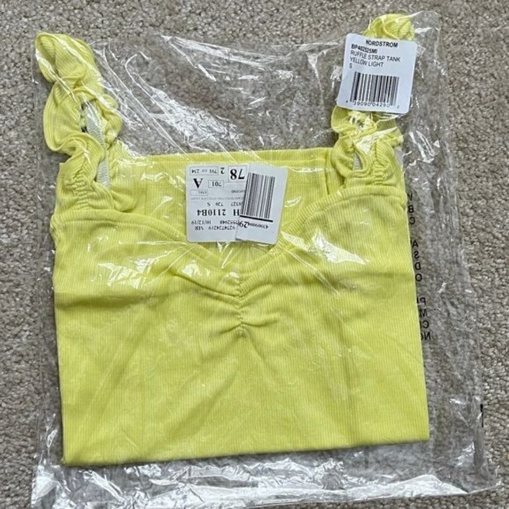 BP Yellow Ruffle Strap Tank Top NWT - Picture 4 of 4